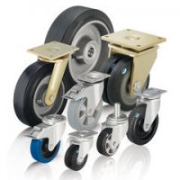 Rodas e rodízios para cargas pesadas com pneus de borracha maciça elástica